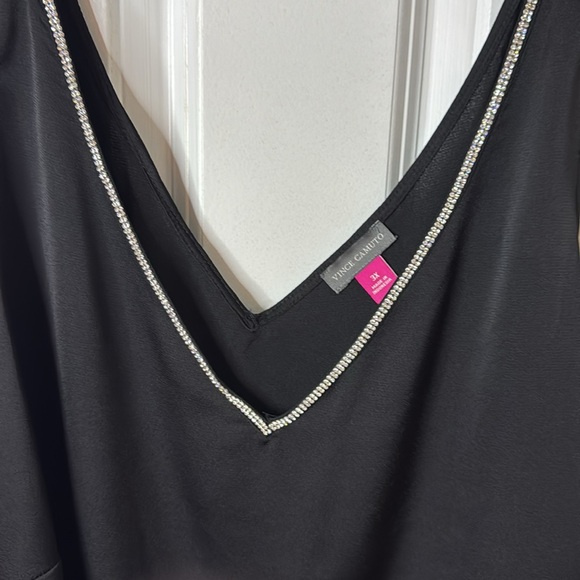 Vince Camuto Black Tank Top with Rhinestone Trim - Picture 2 of 5